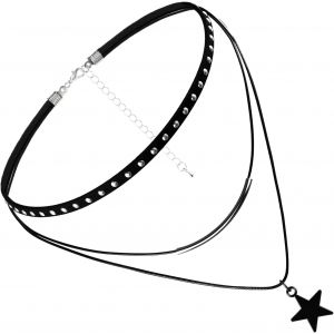 Kal-Multilayer Collier Vintage Coeur Etoile Choker Chaîne Dentelle Croix Punk Gothique Pendentif - Neuf