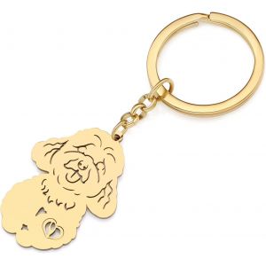 KAL-Porte-Cl&eacute;s Chien Acier Inoxydable Portefeuille Porte-Cl&eacute;s Voiture Bijoux Animaux Amoureux Chiens Cadeaux Femme Filles Porte-Cl&eacute;s Chien - Neuf