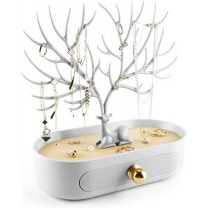 Jexnovashop-Pr&eacute;sentoir De Bijoux En Bois De Cerf, Pendentif De Tour D'arbre Pi&egrave;ces De Rangement Bagues Boucles D'oreilles Collier Bracelet - Neuf