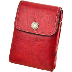 RFCBC-Sac à bandoulière pour téléphone portable, sac en cuir PU pour téléphone portable avec porte-monnaie à fermeture éclair, sac à bandoulière rétro cross-body à compartiments multiples - Neuf