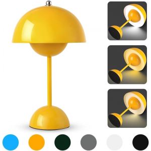 Lampe De Table Led Sans Fil Lampe De Chevet Champignon Lampe De Table Tactile À Intensité Variable Avec 3 Modes De Luminosité 3000 K 6000 K Rétro Rechargeable Pour Chambre À Coucher, - Neuf