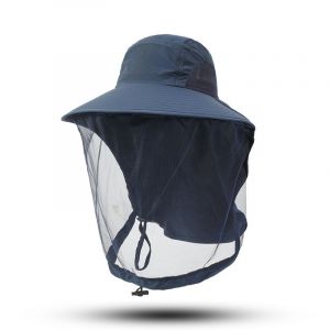 P&ecirc;che Chasse-Moustiques Chapeau, Filet Anti-Bee De La Cr&egrave;me Solaire Masque, Bleu Fonc&eacute; - Neuf