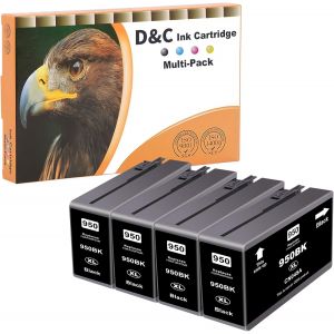 950 Xl 951Xl Cartouches D'Encre Noir Compatibles Avec Hp 950Xl 951Xl - Compatible Avec Officejet Pro 8620, 8600, Officejet Pro 8610, 8615, 8100, 276Dw (Pack De 4) - Neuf