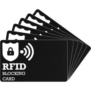 TRAHOO-Anti RFID/NFC Protection Carte Bancaire sans Contact, Carte Anti RFID, Lot de 6 Carte de Blocage RFID/NFC, Le Portefeuille Est Enti&egrave;rement Prot&eacute;g&eacute;, Carte de Cr&eacute;dit, Passeport, Bleu-Noir - Neuf