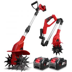 Motoculteur sans fil moteur sans balais avec fonction de pliage avec affichage num&eacute;rique comprend deux piles 1600 W - Neuf