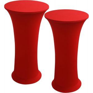 Ulteronixshop-Lot de 2 Housses Extensibles Rouge no&euml;l pour Table Haute pour f&ecirc;te de Mariage Banquet Anniversaire f&ecirc;te Decoration Noel (Rouge, Lot de 2 - Diam&egrave;tre 60-65 cm) - Neuf