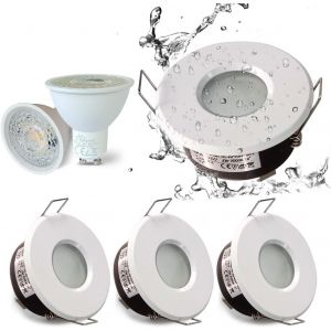KAL-4X Blanc Encastrable Spot Led 5W, Spot Étanche Ip65 6000K Blanc Froid, Éclairage Plafond Encastré Pour Salle De Bains, Cuisine, Salon, Couloir(Incl. Douille Gu10) - Neuf