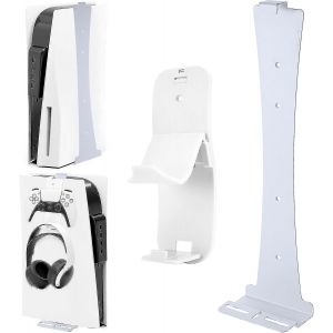 Auniq Ps5 Support De Montage Mural Pour Playstation 5 (Disque Et Édition Numérique) Acier Robuste Avec Support De Manette Et Vis De Cintre De Casque Éponge Blanc-Y - Neuf