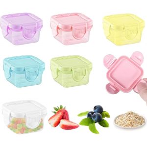 Letnerny-Lot De 6 Bocaux De Conservation Avec Couvercle, 60 Ml, Petits Récipients En Plastique, Boîtes De Congélation De Cuisine, Récipients Alimentaires Réutilisables Pour Vinaigrette - Neuf