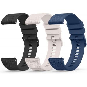 3 Pi&egrave;ces 20mm 22mm Bracelet De Montre En Silicone, Souple Bracelet De Replacement En D&eacute;gagement Rapide Avec Boucle En M&ecirc;me Couleur Homme Femme 20mm 22mm - Neuf