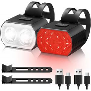 Subzonal-Lumiere Velo, 6+6 Modes Lumiere Velo Avant Et Arriere Led Rechargeable Par Usb Ipx6 Eclairage Lampe Velo Pour Vélos De Montagne Et Bicyclettes - Neuf