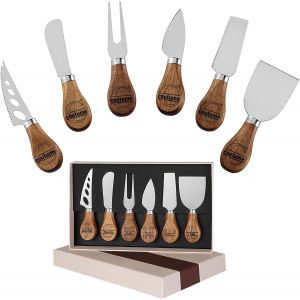4/6 Couteaux &Agrave; Fromage Personnalis&eacute;s Gravure Sur Bois D'acacia Texte/Logo,Couteau Beurre Tartineur & Fourchette Cadeau F&ecirc;te Des Geeignet Als Geschenk F&uuml;r Partys Hochzeiten (Couteau &Agrave; Fromage - 6) - Neuf