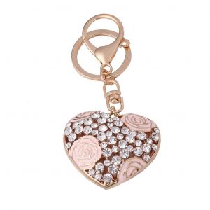 En Forme De Coeur Pour Porte-Cl&eacute;s Anneaux Pour Strass Rose Fleur Porte-Cl&eacute;s Organizatio - Neuf