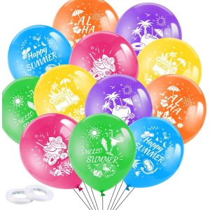 37Pcs Color&eacute; &Eacute;t&eacute; Hawa&iuml;enne F&ecirc;te Ballons D&eacute;corations, &Eacute;t&eacute; Hello Aloha Ballons En Latex Pour Tropicale Hawa&iuml;enne D&eacute;corations De F&ecirc;te De Plage Luau &Eacute;t&eacute; Piscine, Prend En Charge L'H&eacute;lium Ou L'Air - Neuf
