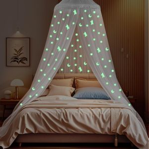 Moustiquaire de Lit,0.6x2.5x11M Grand Moustiquaire pour lit Simple & Double,Moustiquaire Ciel de Lit,avec étoiles Fluorescente,Protection Fiable Contre Les Insectes Moustiquaire - Neuf