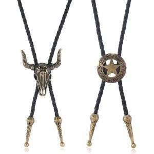 Cauc-2 Pi&egrave;ces Cravate Homme Lasso Cowboy 40-70 Cm Collier Western Cowboy Homme Accessoire Western Cowboy Collier Style Boh&egrave;me R&eacute;tro Pour Homme Et Femme Bijoux Mode Accessoires Country - Neuf