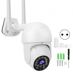 Camera PTZ Wifi 1080P, 14 lumieres, vision nocturne, IP66, etanche, detection de mouvement, videosurveillance exterieure, 100-240 V - Neuf