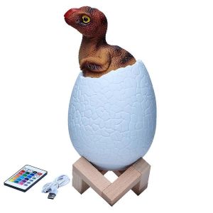 Lampe De Bureau 3d En Forme D'?Uf D'oviraptor,16 Couleurs,T&eacute;l&eacute;commande Tactile,Design Dessin Anim&eacute;,Id&eacute;al Pour Les Enfants - Neuf