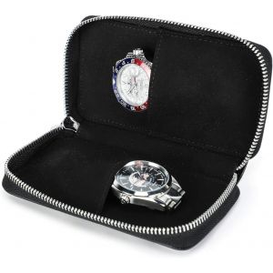 Tianyi-Montre Voyage Cas Pour 2 Montres &Agrave; La Main En Cuir Montres Bo&icirc;te De Rangement Portable Montre Voyage Organisateur (Noir) - Neuf