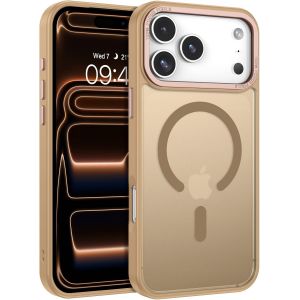 TRAHOO-Coque Magn&eacute;tique pour iPhone 17 Pro Max, 6,9 Pouces, Compatible avec MagSafe, Etui Translucide Mat Arri&egrave;re Housse Fine Antichoc Case, Coque pour iphone 17 Pro Max, Brun Clair - Neuf