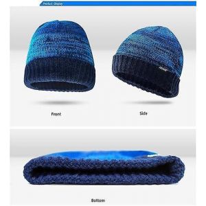 Chapeau De Sports D'hiver Tricot Chaud Casquette De Plein Air Randonn&eacute;e V&eacute;lo Course &Agrave; Pied Chapeau En Laine Bleu - Neuf