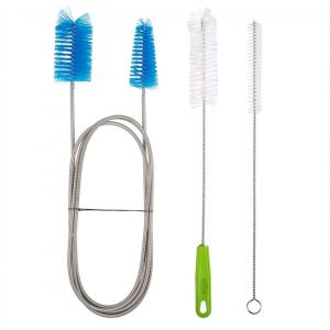 Lot de 3 brosses de vidange Flexibles de 170,2 cm &agrave; Double extr&eacute;mit&eacute; en Acier Inoxydable avec 2 brosses de Nettoyage pour Paille, Tuyau de Tuyau/Tube en Verre, &eacute;vier de Douche, Cuisine - Neuf