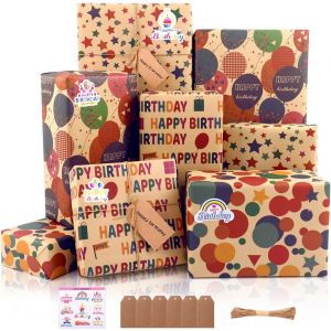 Tianyi-Lot De 6 Feuilles De Papier Cadeau Pour Anniversaire, &Eacute;co-Vigueur, Multicolores, Happy Birthday - Pour Homme, Femme, Enfant, Emballage Cadeau, Pour Occasions D'anniversaire, 70 X 50 Cm - Neuf