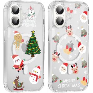 TRAHOO-2 Pi&egrave;ces No&euml;l Coque Magn&eacute;tique pour iPhone 17 6,3'', Etui en Motif Dessin Cadeau de No&euml;l Compatible avec MagSafe, Antichoc Housse Christmas Silicone TPU Bumper Cover pour iPhone 17, No&euml;l 02 - Neuf