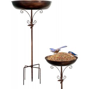 Bains d'oiseaux d'ext&eacute;rieur - Mangeoire &agrave; oiseaux pour pelouse, bol en m&eacute;tal sur pied pour jardin, terrasse, balcon, jardin, patio, d&eacute;corations ext&eacute;rieures - Neuf
