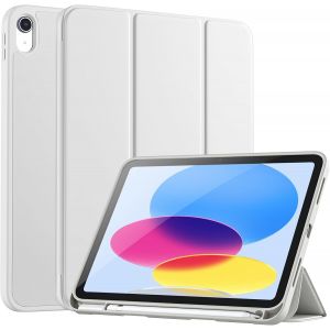 Coque Pour Ipad 10ème Génération 2022, Housse Étui Arrière Flexible En Tpu Antichoc Avec Pencil Holder Pour Ipad 10,14 Pouces, Veille/Réveil Automatique, Blanc.[F5705] - Neuf