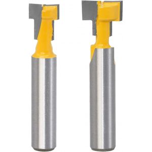 KAL-2Pcs 8Mm Queue T-Slot Routeur Bit Set Coupe De Bois T-Slot Fraises À Rainurer En T À Bois Pour 9.52Mm Et 12.7Mm Boulon Hexagonal Jaune - Neuf