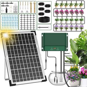 Ulteronixshop-Kit Arrosage Automatique Solaire pour Jardin, Arrosage Goutte a Goutte avec Panneau Solaire pour Pelouse Pot de Fleur Plantes Exterieur Vacances Systeme Programmateur Arrosage Automatiq - Neuf