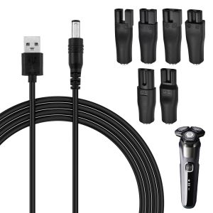 Mdy-7pcs 5v Chargeur De Rasoir, Câble D'alimentation Usb Avec 6 Connecteurs Adaptateurs Pour Rasoir Électriqu, Têtes De Charge Pour Tondeuse À Cheveux, Purificateurs, Table Lampes - Neuf