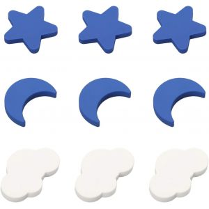 9pcs Souple En Caoutchouc Anti-Collision Boutons De Meubles Pour Enfants Étoiles, Lune, Nuage De Modèle Pour La Sécurité De Bébé (Bleu) - Neuf