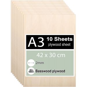 12 Pi&egrave;ces Contreplaqu&eacute; 2mm, Feuilles De Bois De Tilleul 30 X 21 Cm, Panneau Feuille D&eacute;coupe Laser, Planche Bois Pour Pyrogravure, Gravure, Projet De Bricolage, Maquette - Neuf