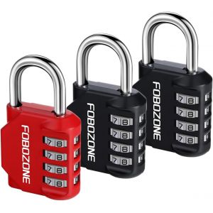 Teppe-Cadenas À Combinaison Étanche À 4 Chiffres Réinitialisable Pour Casier De Gym, Armoire, Abri De Jardin, Moraillon, Portail, Boîte À Outils, Serrure De Casier Scolaire (Noir 2 Et Rouge 1) - Neuf