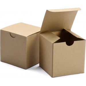 Tianyi-Cajas De Regalo De 50 Piezas Con Tapas, 10x10x10cm Cajas De Regalo De Papel Kraft Para Hacer Manualidades, Magdalenas, Cajas De Cart&oacute;n Para Dama De Honor, Favor De Boda Marr&oacute;n - Neuf