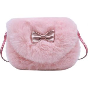 Petit sac en peluche Princesse Sac &agrave; bandouli&egrave;re pour enfants,Sac &agrave; bandouli&egrave;re Petit sac &agrave; bandouli&egrave;re Mini sac de voyage pour filles Fourrure artificielle de haute qualit&eacute; (rose) - Neuf