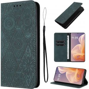 Kal-Étui De Protection En Cuir Pour Motorola Moto G85 6,67"" - Étui De Protection Magnétique Avec Fonction Support - Vert - Neuf