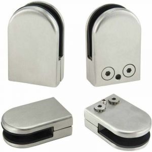 Paquet de 4 supports à pince pour verre de 6 à 8 mm, en acier inoxydable, réglable, en métal argenté. - Neuf