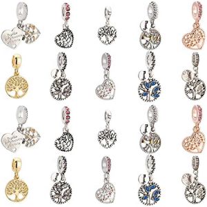 Lot De 20 Breloques Arbre De Vie En Strass, Grand Trou, &Eacute;maill&eacute;es, En Forme De C?ur, Pour Bracelets Europ&eacute;ens, Cadeau Id&eacute;al Pour Femme (No&euml;l, Anniversaire). - Neuf