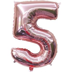 SJZG-Lot De 5 Ballons G&eacute;ants En Forme De Chiffre Pour D&eacute;coration De F&ecirc;te D'Anniversaire, F&ecirc;te Pr&eacute;natale, Anniversaire De Mariage - 101,6 Cm - Or Rose - Neuf