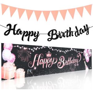 Sjzg-Kit De D&eacute;coration D'anniversaire, Guirlande Happy Birthday, Banni&egrave;re D'anniversaire, Guirlande De Fanions En Papier, D&eacute;coration D'anniversaire Pour Gar&ccedil;ons Et Filles, Banni&egrave;re D'anniversaire Pou - Neuf