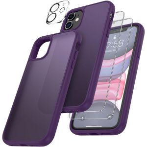 4 En 1 Coque Pour Iphone 11 Avec 2 Verre Tremp&eacute; Et 1 Cam&eacute;ra Protecteur, [Coussin D'Air Int&eacute;gr&eacute;] Antichoc Antirayures Bumper Protection Housse Pour Iphone 11 6.1"", Violet Fonc&eacute; - Neuf