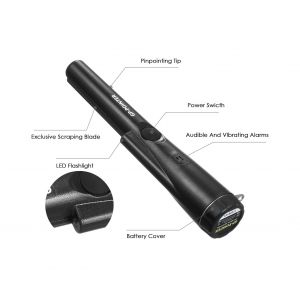 D&eacute;tecteur de m&eacute;taux portable ergonomique avec alarme vibrante, mat&eacute;riau ABS, &eacute;tanch&eacute;it&eacute; IP66, fr&eacute;quence 12 kHz, vert/orange/noir - Neuf