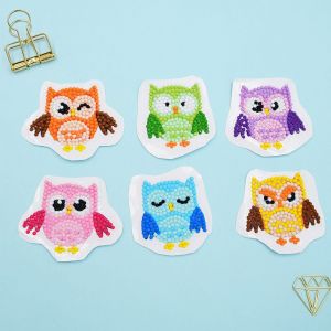 (Lot de 6, Owl) Kit peinture diamond enfants Peinture do-it-yourself par numéros Autocollants diamant 5D Arts et de l'artisanat pour les enfants - Neuf
