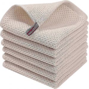 Pour Paquet De 6 Torchons Éponge 100 % Coton - Boucle De Suspension Pour Le Nettoyage De La Vaisselle De Cuisine34 * 34cmabricot Szrh - Neuf