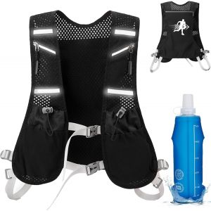 Sept-Gilet De Course Ultra Léger Réfléchissant Avec Bouteille D'eau De 500 Ml, Dos En Maille Respirante Pour Gilet D Hydratation Running Femme Homme, Le Marathon, Le Vélo - Neuf