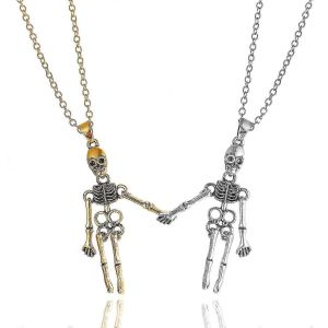 Dark Wind Halloween Collier Humain Squelette Fant&ocirc;me Main Tenant Pendentif Couple Collier - Neuf
