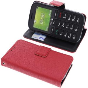 Kal-Housse Compatible Avec Doro 1380 Style Livre Rouge Coque De Protection Portefeuille - Neuf